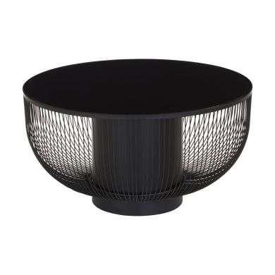 Trento Black Glass Top Coffee Table With Metal Base