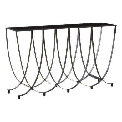 Trento Glass Top Metal Console Table In Black