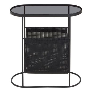 Trento Grey Glass Top Side Table With Black Metal Frame