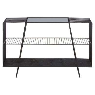 Trento Glass Top Metal Console Table In Grey