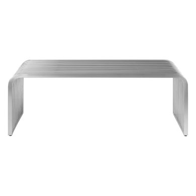 Horizon Round Edge Brushed Stainless Steel Coffee Table In Silver