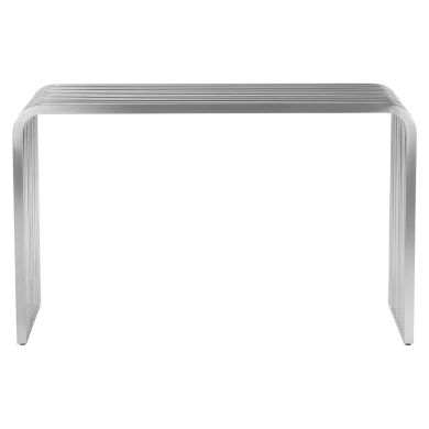 Horizon Round Edge Stainless Steel Console Table In Brushed