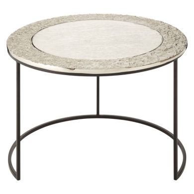 Avoch Round Glass Top Set Of 2 Side Tables In Silver