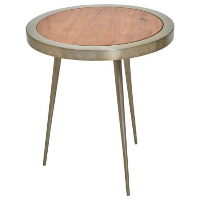 Arica Large Wooden Side Table In Natural With Gold Aluminium Legs