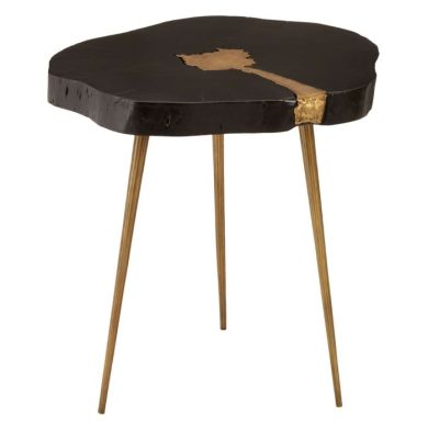 Arica Wooden Side Table In Black With Gold Aluminium Legs