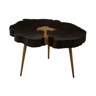 Arica Wooden Coffee Table In Black With Gold Aluminium Legs