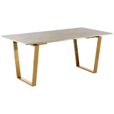 Amberley Rectangular Marble Dining Table With Gold Legs