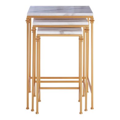 Avantis Marble Top Nest Of 3 Tables With Gold Frame