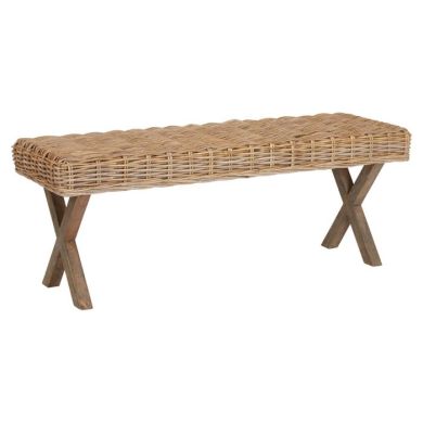 Hestina Kubu Rattan Hallway Seating Bench In Natural