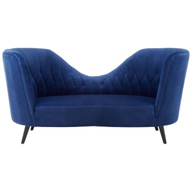 Malena Velvet Lounge Chaise Chair In Midnight Blue