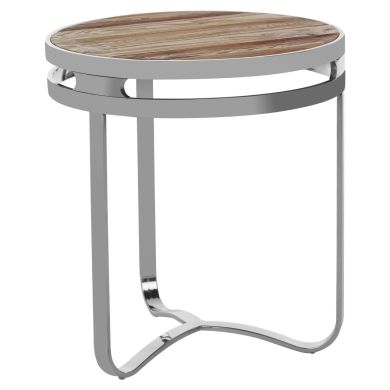 Mintaka Round Pine Wood Side Table In Natural