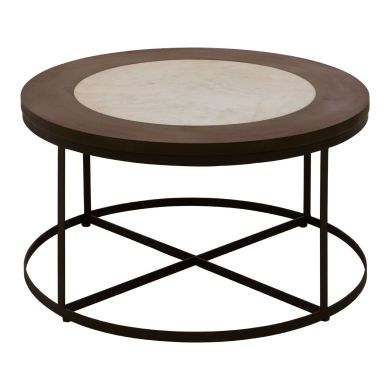 Vasco Round Wooden Side Table In Black With Latticed Base