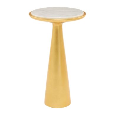 Lino Large White Marble Top Side Table In Gold
