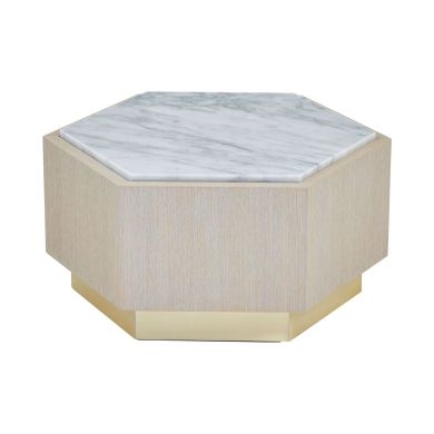 Villi Small Marble Top Side Table In Natural With Gold Metal Base