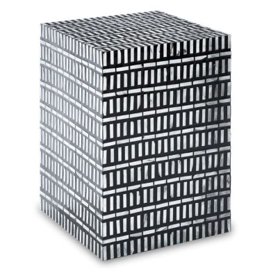 Benito Square Wooden Side Table In Black And White Tones