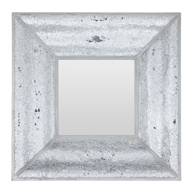 Wonder Square Wall Bedroom Mirror In Silver Mosaic Frame