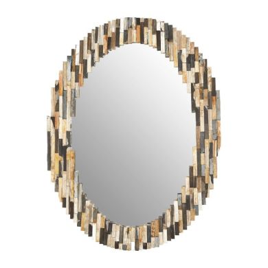 Ripley Oval Tile Wall Mirror In Mosaic Effect Multi-Colour Frame