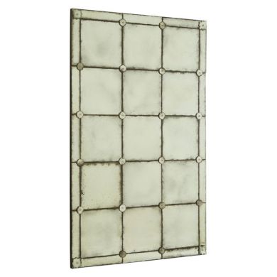 Rusper Mosaic Effect Wall Mirror In Antique Brass Frame