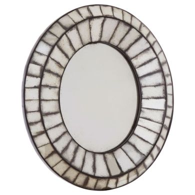 Rusper Oval 3D Mosaic Wall Mirror In Antique Silver Frame