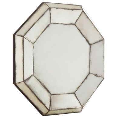 Rusper 3D Octagonal Wall Mirror In Antique Silver Frame