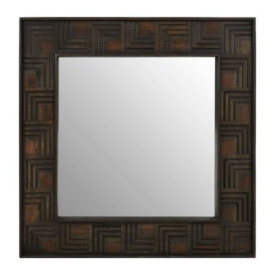 Surat Square Wall Bedroom Mirror In Weathered Brown