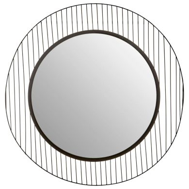 Trento Wall Mirror With Black Linear Lines Frame