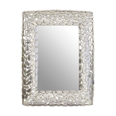 Templar Wall Bedroom Mirror In Silver Frame Pebble Effect