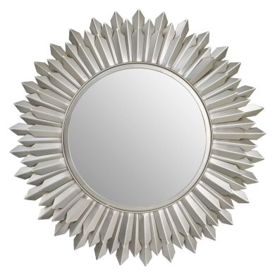 Templar Wall Bedroom Mirror In Nickel Frame Sunburst Effect