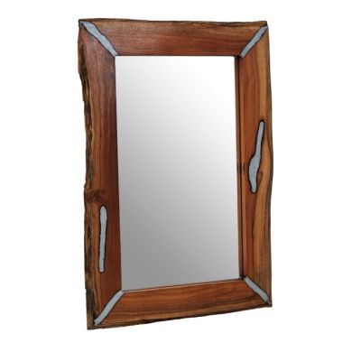 Arica Round Wall Mirror In Natural Acacia Wood Frame