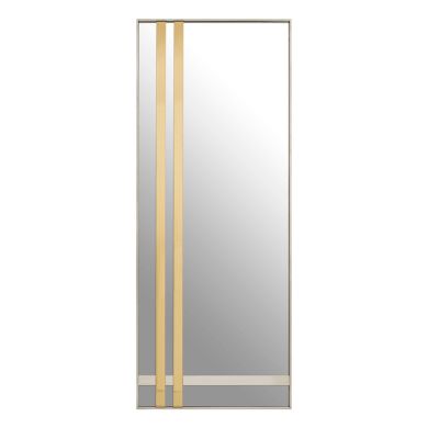 Demas Rectangular Mirrored Glass Wall Mirror With Gold Stainless Steel Frame