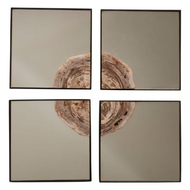 Ripley Square 4PCS Mosaic Effect Wall Mirror In Warm Silver Frame