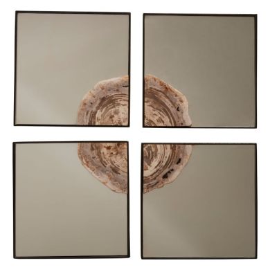 Ripley Square 4PCS Mosaic Effect Wall Mirror In Warm Silver Frame