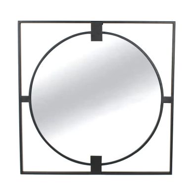 Trento Small Square Metal Wall Mirror With Gold Metal Frame