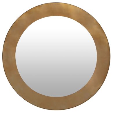 Grenoble Round Wall Mirror With Brushed Gold Metal Frame