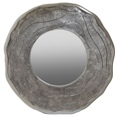 Silva Large Wall Mirror With Oak Effect Silver Metal Frame