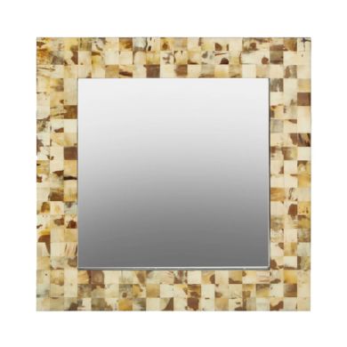Obra Mother Of Pearl Wall Mirror With Cream Wooden Frame