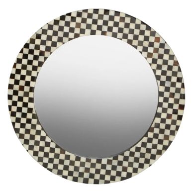 Obra Round Assorted Shell Wall Mirror With Black And White Wooden Frame