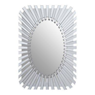 Jade Rectangular Sunburst Wall Mirror In Silver Frame