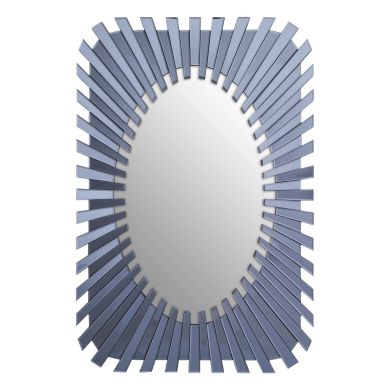 Jade Rectangular Sunburst Wall Mirror In Grey Frame