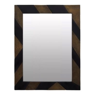 Aris Wall Mirror In Black And Gold Acacia Wooden Frame