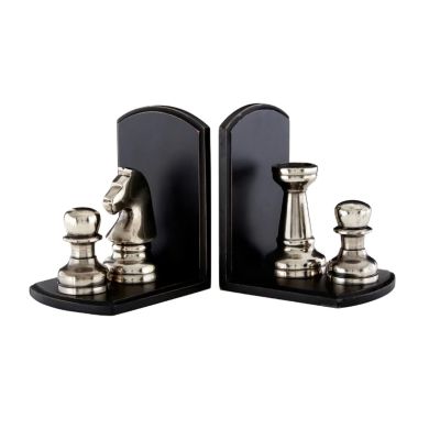 Kensington Townhouse Two Chess Piece Bookends In Silver