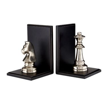 Kensington Townhouse Chess Piece Bookends In Silver
