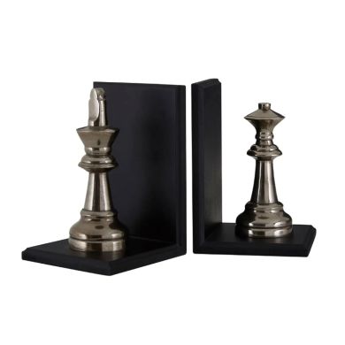 Kensington Townhosue King And Queen Chess Bookends In Antique Black