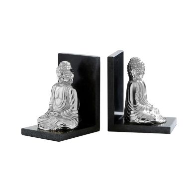 Koper Alumuium Set Of 2 Buddha Bookends With Marble Base