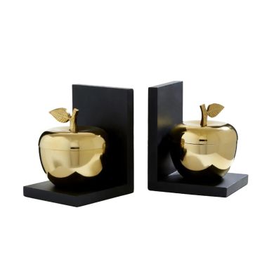 Koper Aluminium Set Of 2 Apple Bookends In Silver