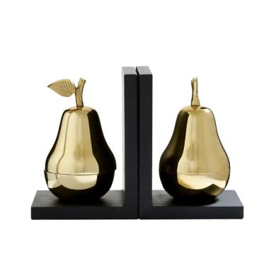 Koper Aluminium Set Of 2 Pear Bookends In Silver