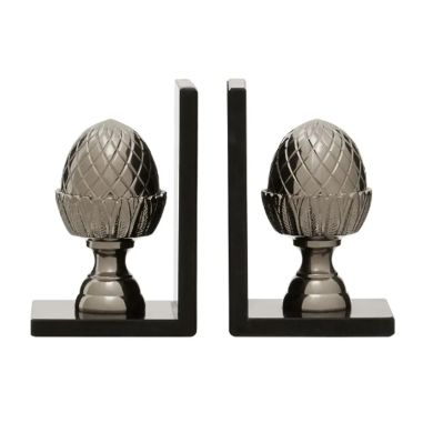 Koper Aluminium Set Of 2 Acorn Bookends In Silver