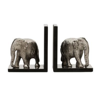 Koper Aluminium Set Of 2 Elephant Bookends In Silver