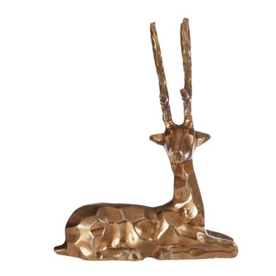 Decorative Metal Sitting Stag In Gold