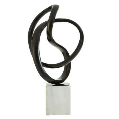 Mirano Aluminium Knot Sculpture In Black With Marble Base